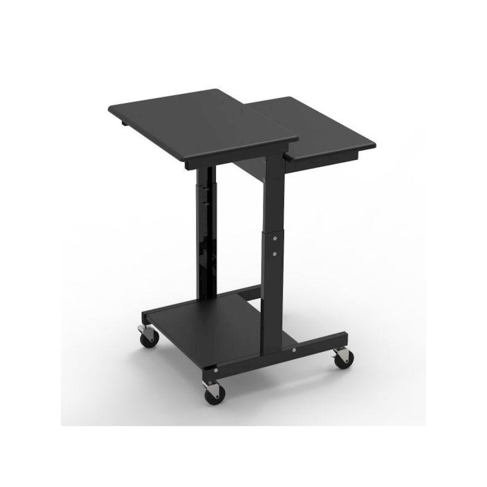 Gray 3 Shelf Adjustable Height Computer Workstation. Picture 2