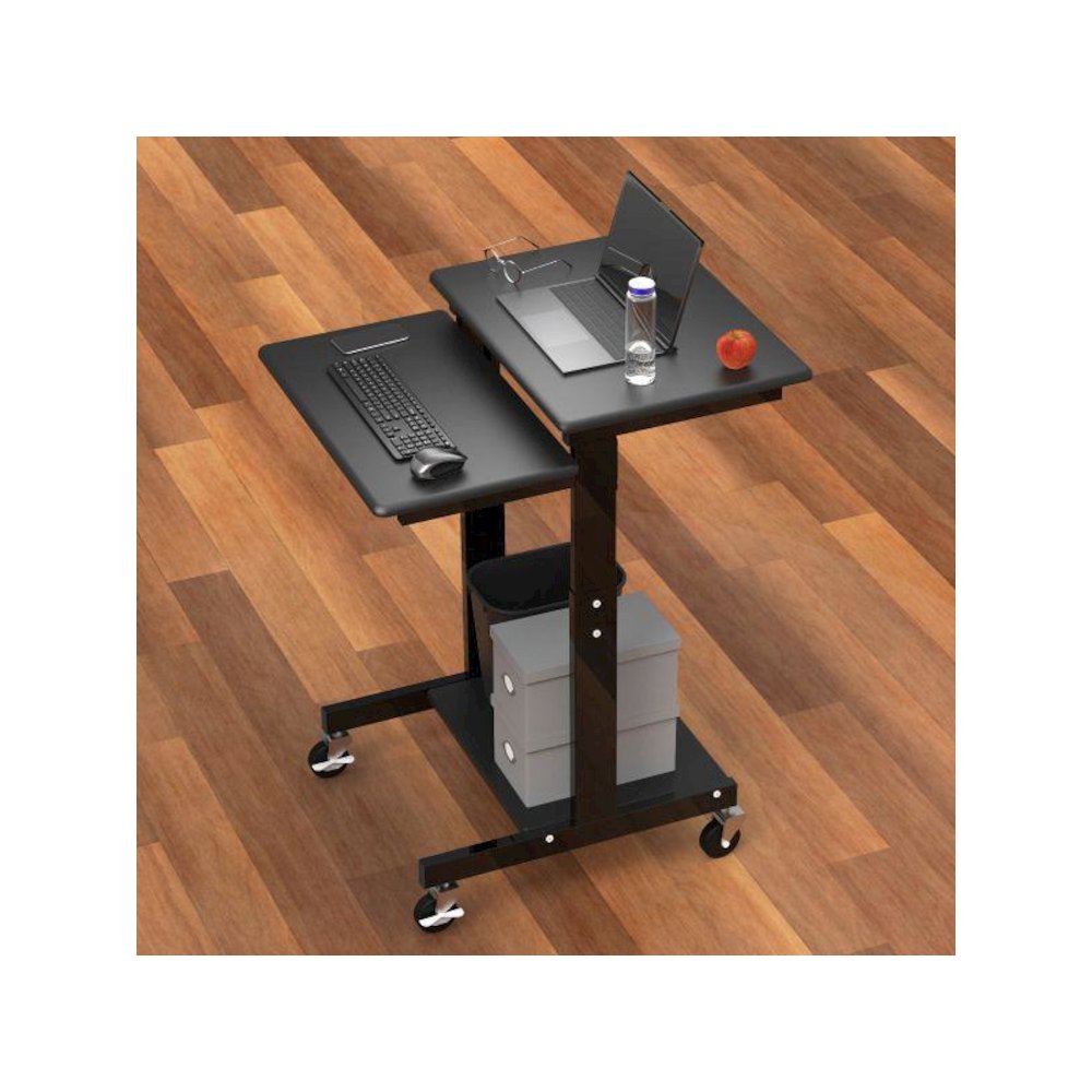 Gray 3 Shelf Adjustable Height Computer Workstation. Picture 6