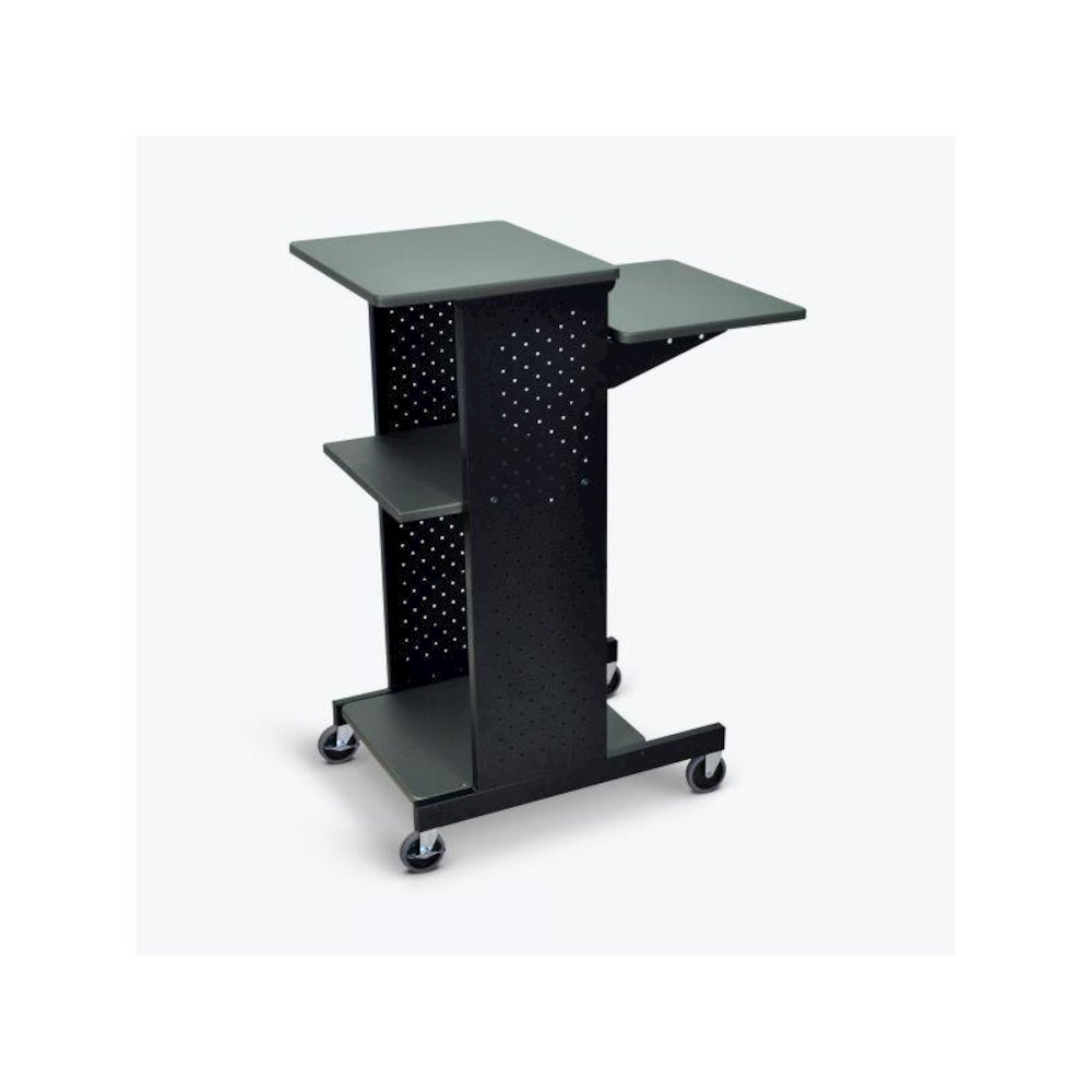 Gray 4 Shelf Mobile Presentation Station. Picture 1