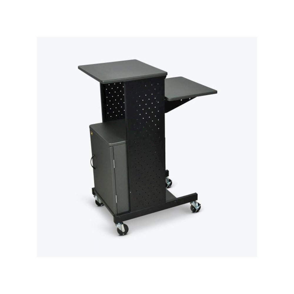 Gray 4 Shelf Mobile Presentation Station W/ Cabinet. Picture 1