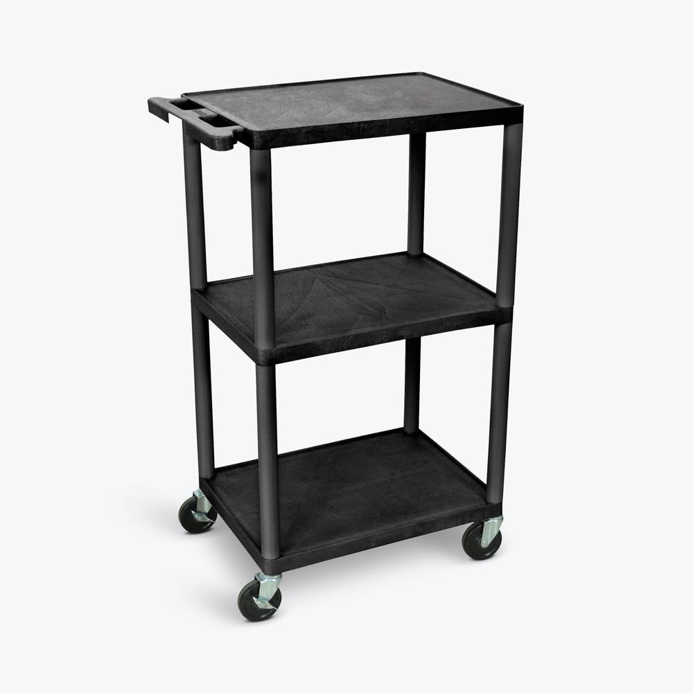 42"H Utility Cart - Three Shelves, Black. Picture 2