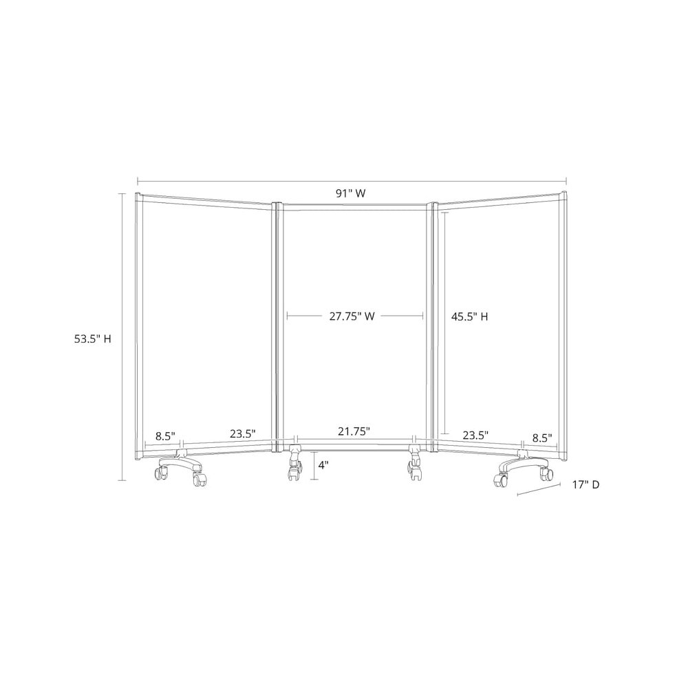 Mobile Dry-Erase Folding Divider and Partition, 3-Panel. Picture 3