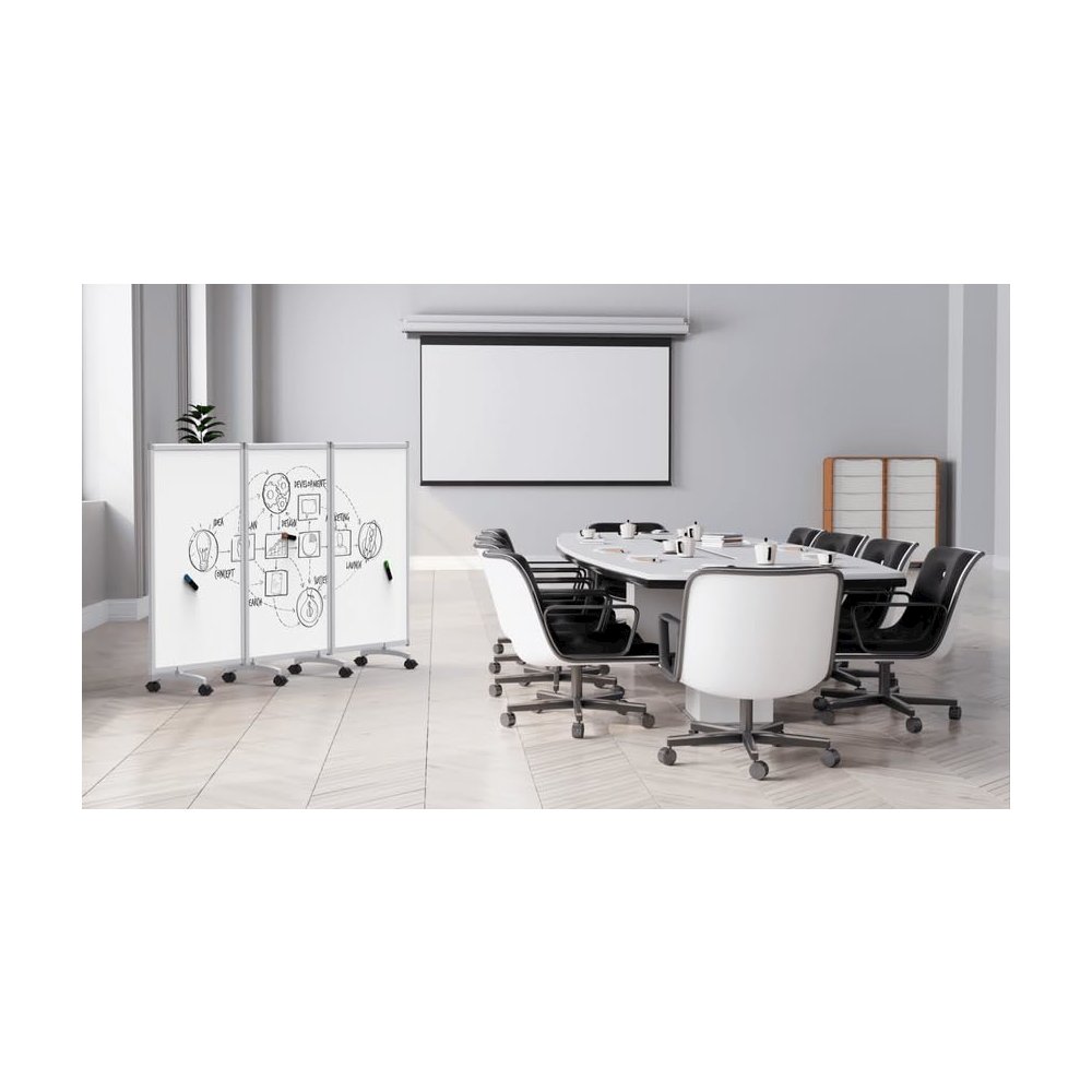 Mobile Dry-Erase Folding Divider and Partition, 3-Panel. Picture 2