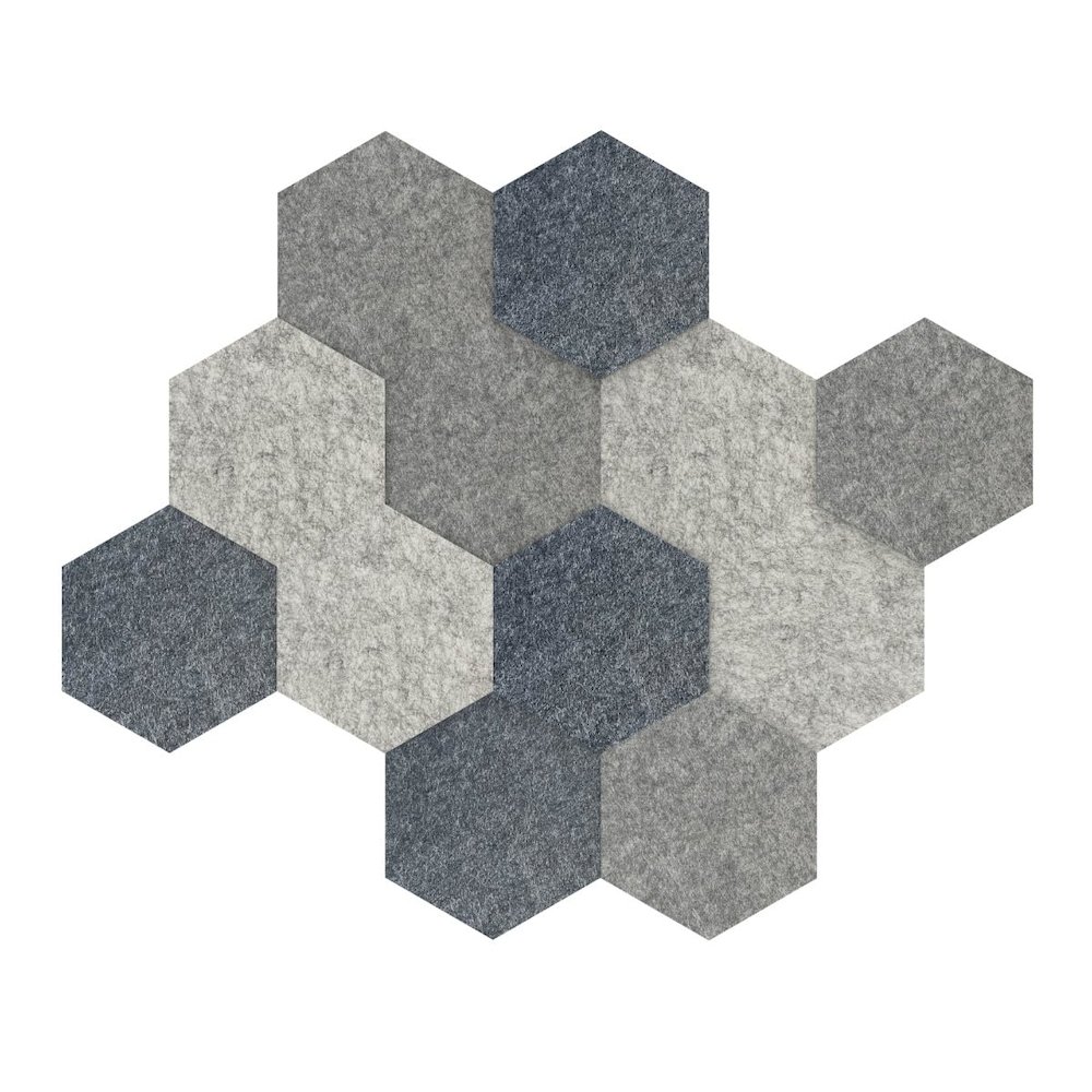 PET Hexagon Ocean Foam Pack 12pc-2 Thickness. 2 Gray 1 Blue. Picture 2