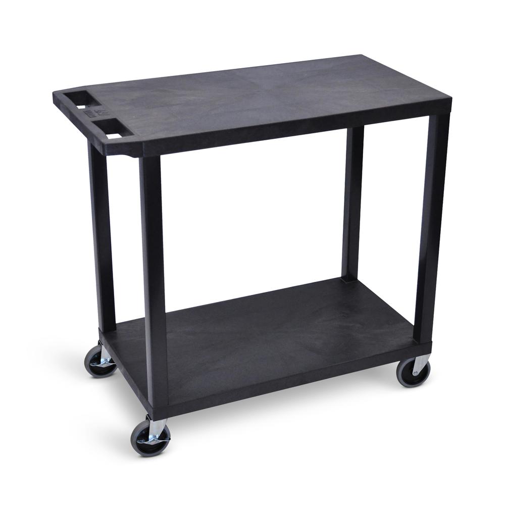 Black EC22-B 18x32 Cart with 2 Flat Shelves. Picture 2