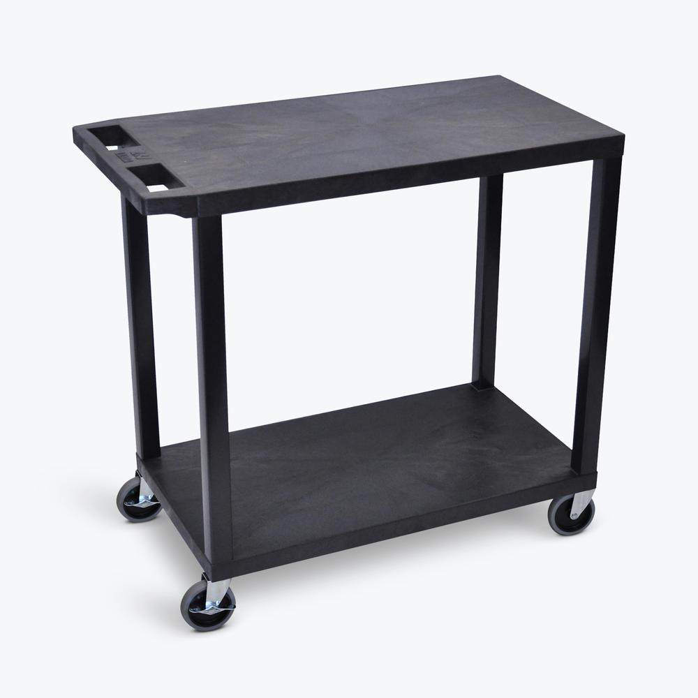 Black EC22-B 18x32 Cart with 2 Flat Shelves. Picture 1