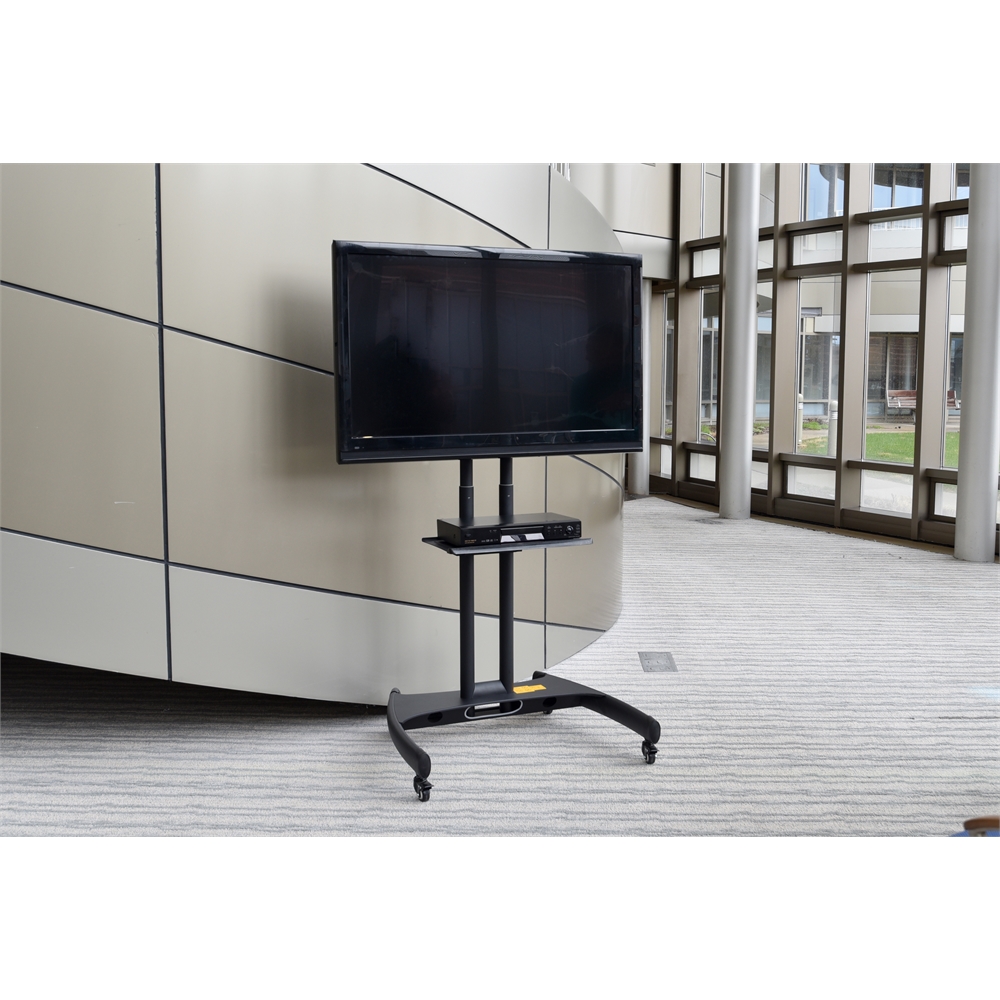 Adjustable Height Rolling Flat Panel Cart W/ Accessory Shelf. Picture 2