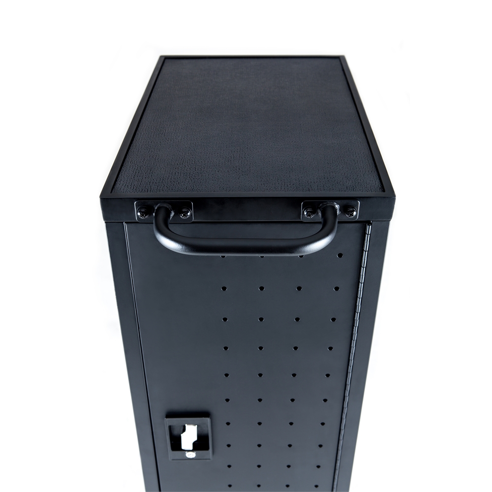 Black 12 Chromebook Charging Cart Includes Electrical Outlets. Picture 10