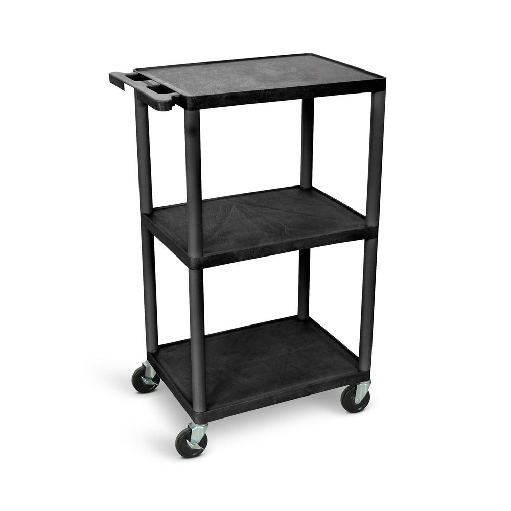 42"H Utility Cart - Three Shelves, Black. Picture 3