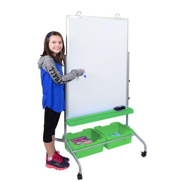 CLASSROOM CHART STAND WITH STORAGE BINS. Picture 3