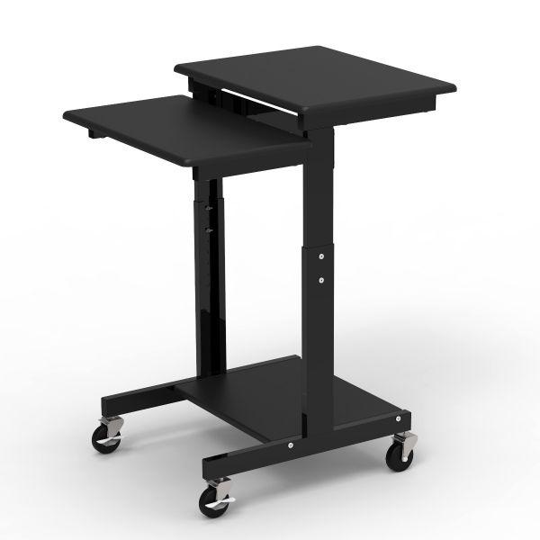 Gray 3 Shelf Adjustable Height Computer Workstation. Picture 1