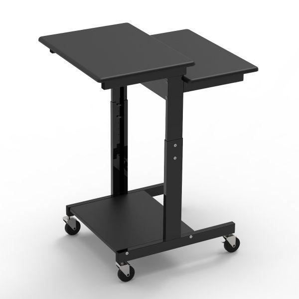 Gray 3 Shelf Adjustable Height Computer Workstation. Picture 2
