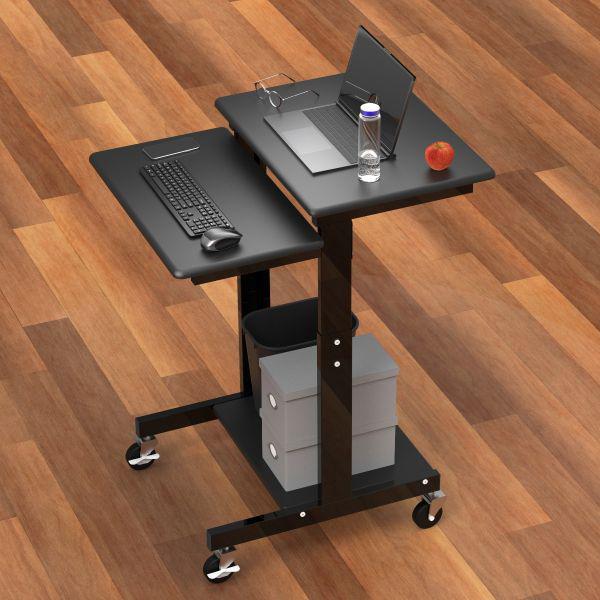 Gray 3 Shelf Adjustable Height Computer Workstation. Picture 6