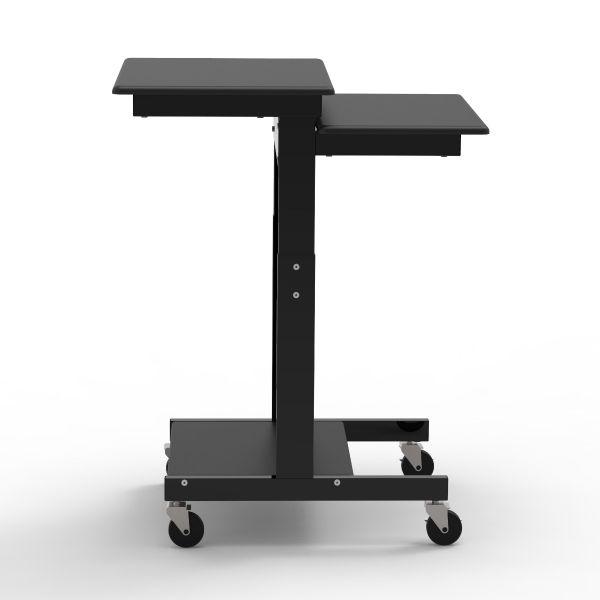 Gray 3 Shelf Adjustable Height Computer Workstation. Picture 3