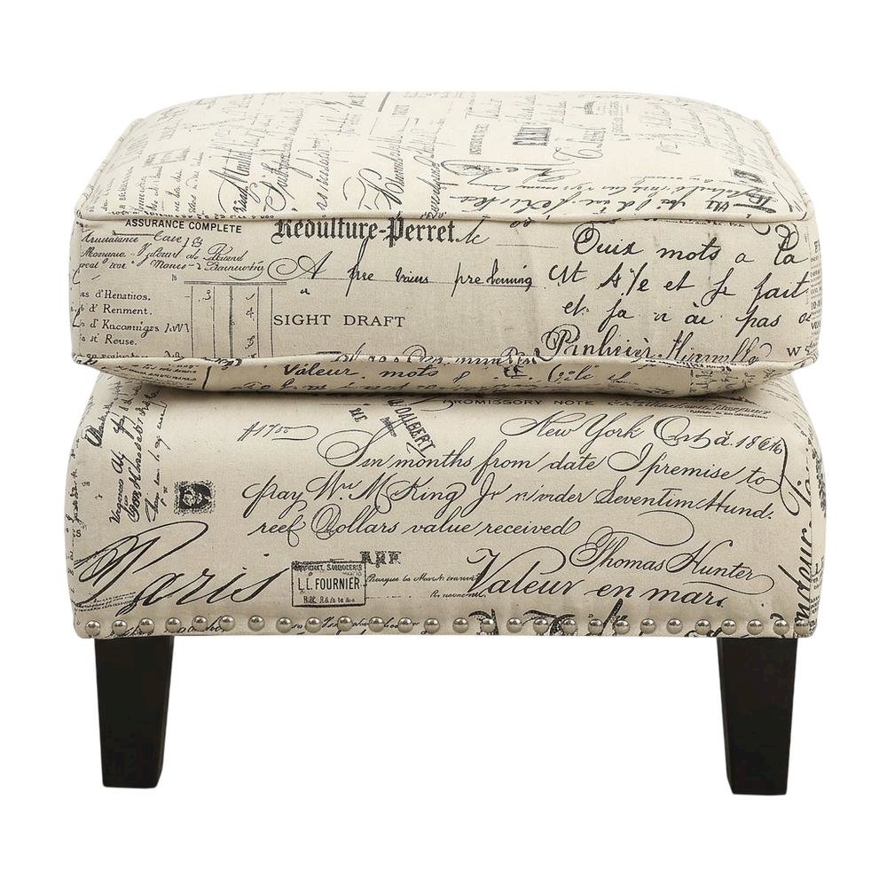 Upholstered Script Ottoman, Traditional Accent Footstool for Living Room,Brown. Picture 1