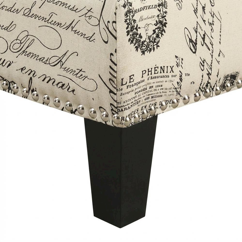 Upholstered Script Ottoman, Traditional Accent Footstool for Living Room,Brown. Picture 7