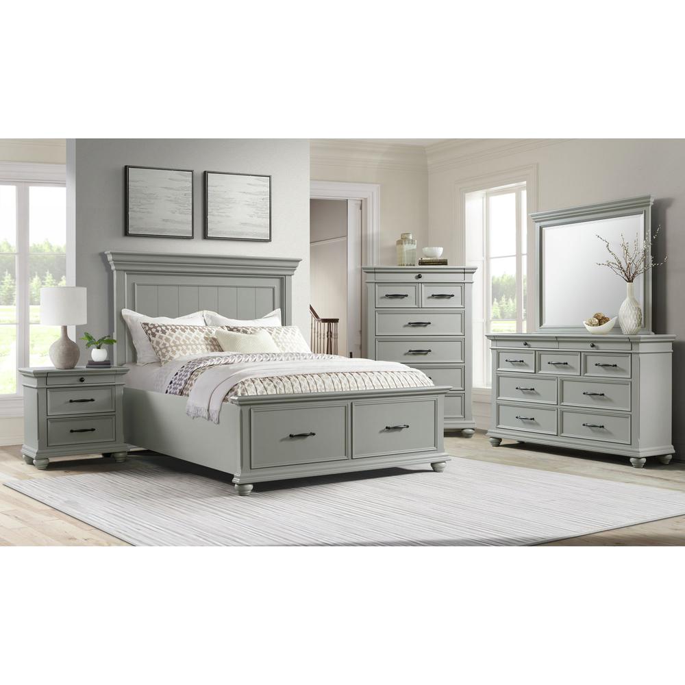 Brooks Queen Platform Storage 6PC Bedroom Set in Grey. Picture 3