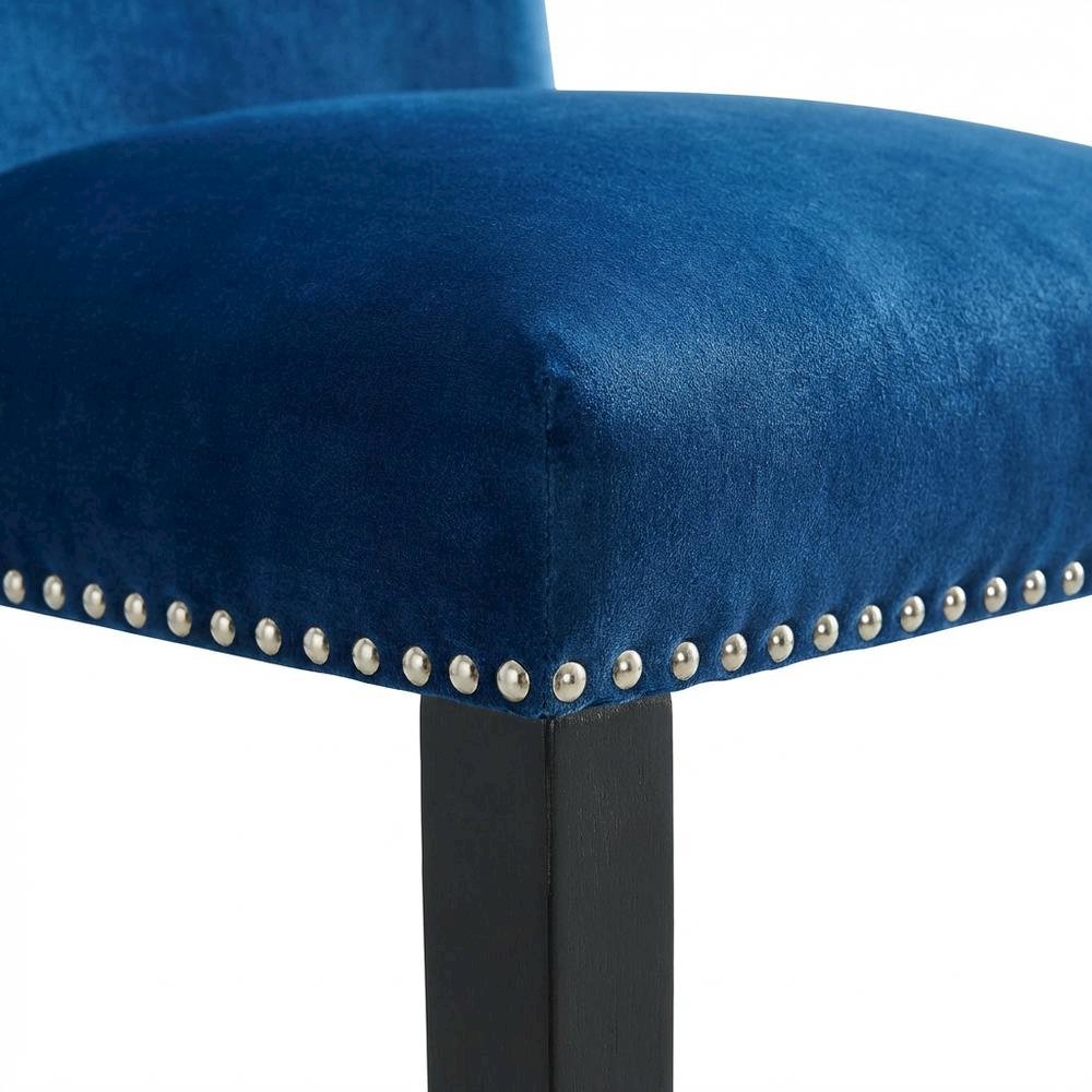 Velvet Upholstered Counter Stool, Glam Accent Chair for Kitchen Dining,Blue. Picture 7