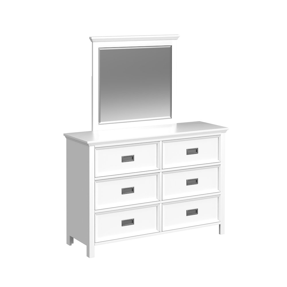 Hampton Kids Dresser and Mirror Set in White. Picture 1