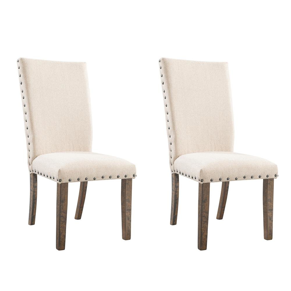 Upholstered Side Chair, Traditional Accent Dining Chair,White Set of 2. Picture 1