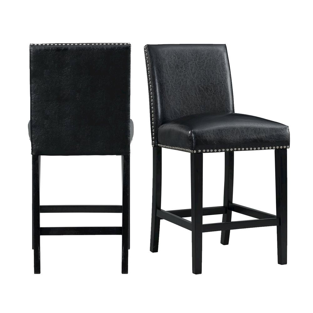 Upholstered Counter Height Side Chair, Transitional Accent Chair,Black, Set of 2. Picture 1