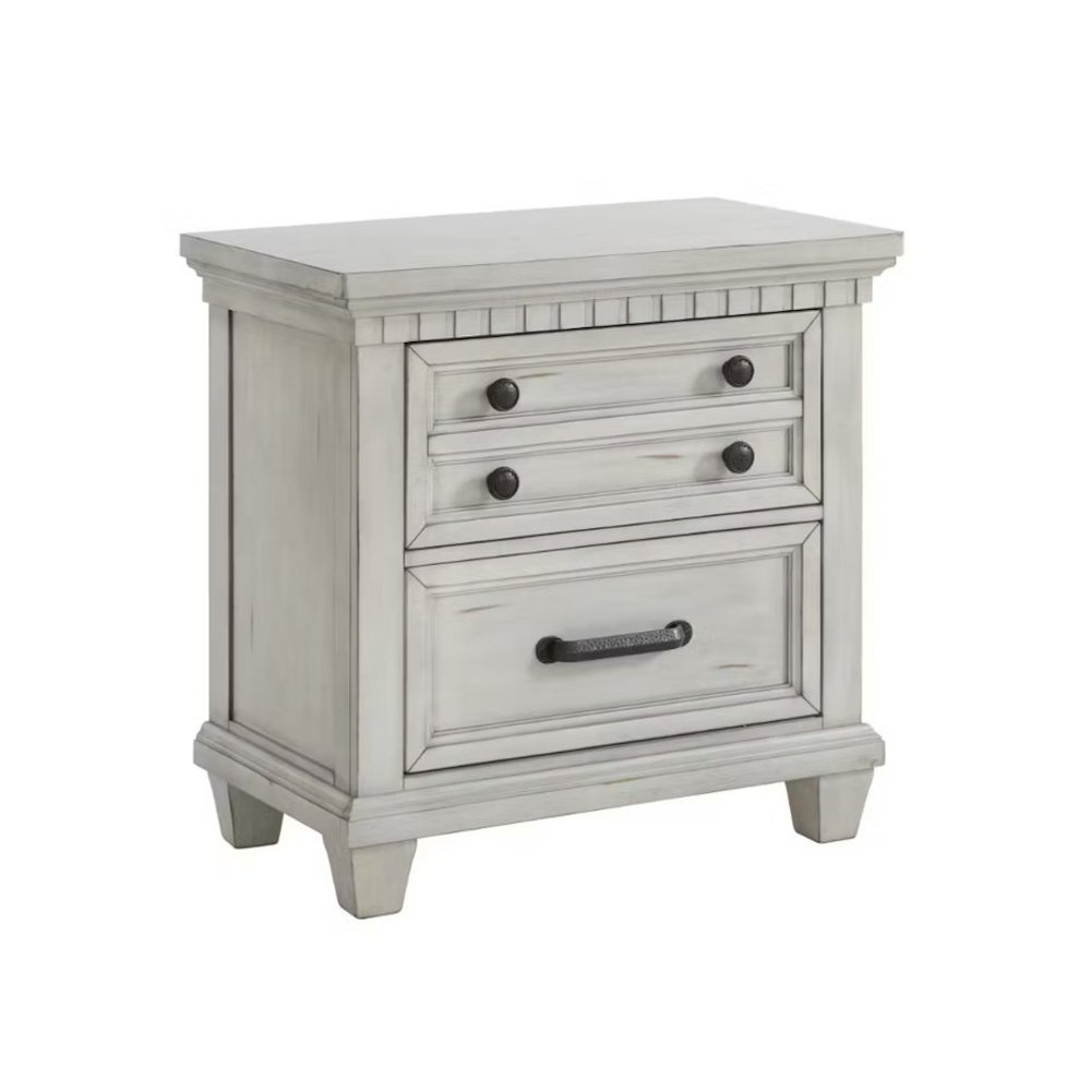 Windom 2-Drawer Nightstand with USB in Antique White. Picture 1