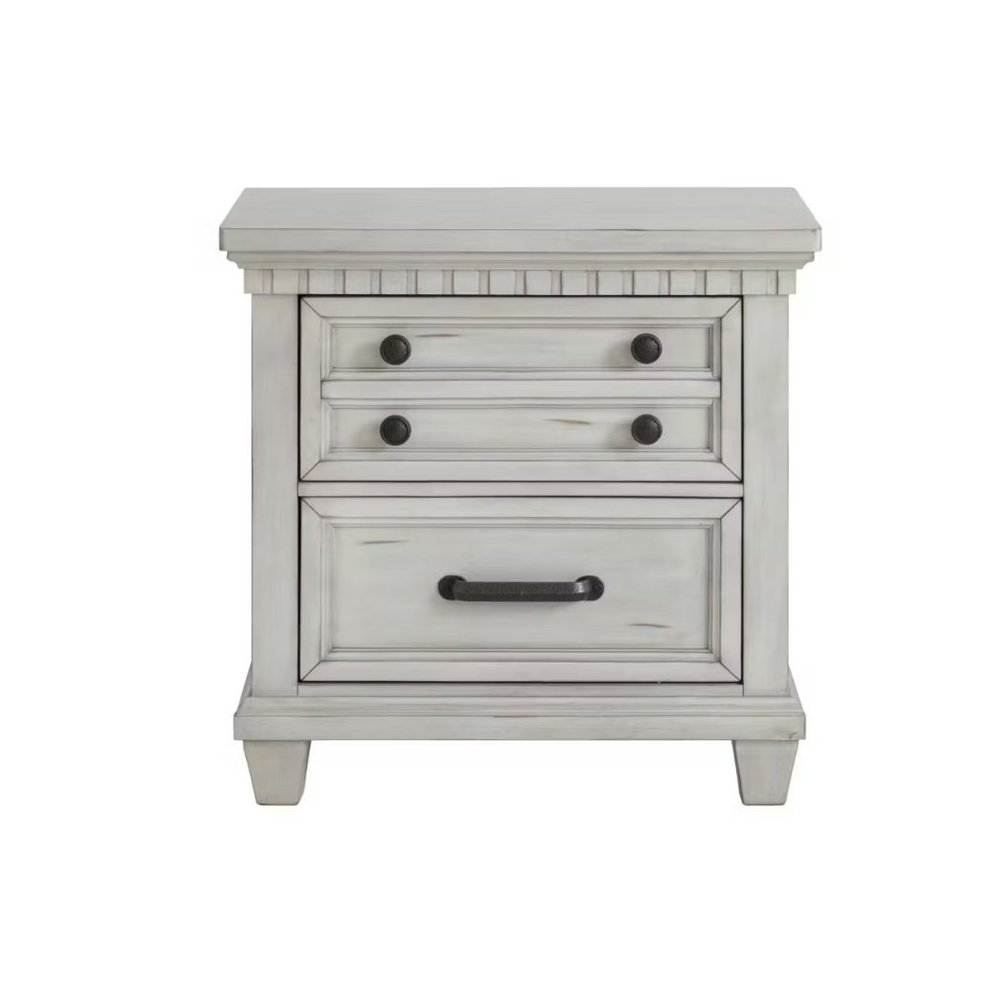 Windom 2-Drawer Nightstand with USB in Antique White. Picture 2
