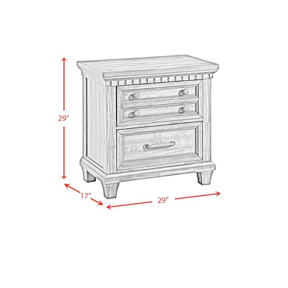 Windom 2-Drawer Nightstand with USB in Antique White. Picture 3