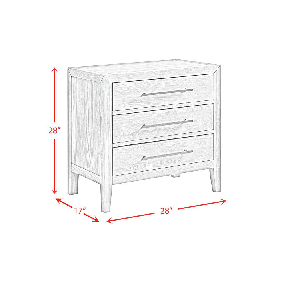 Armes 3-Drawer Nightstand in Grey. Picture 3