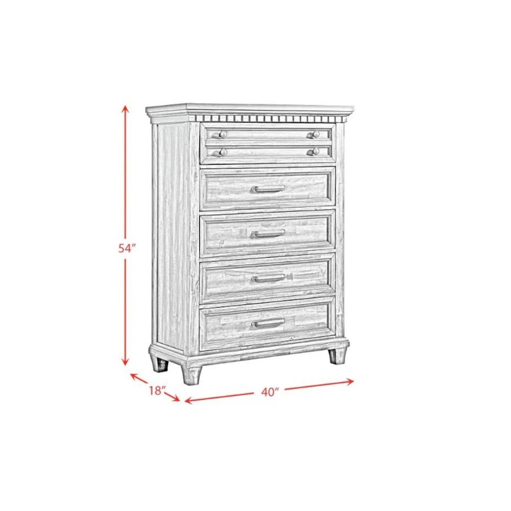 Windom 5-Drawer Chest in Antique White. Picture 3