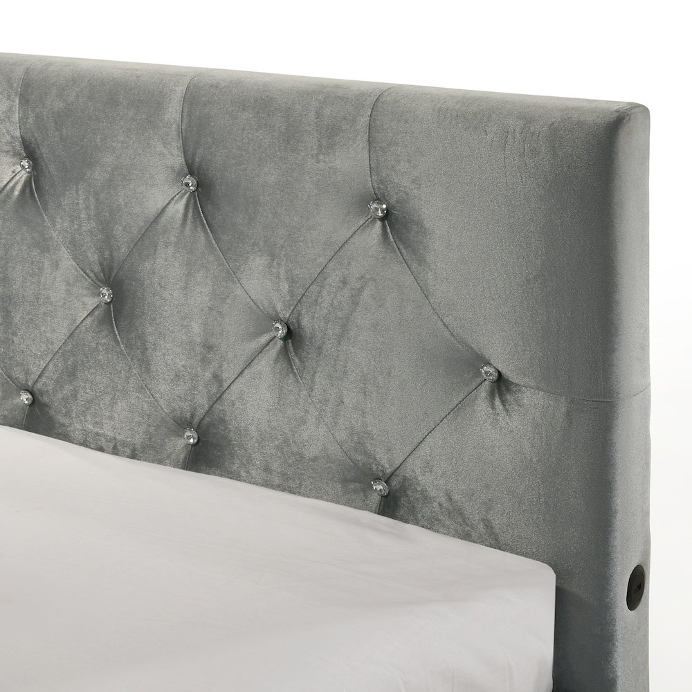 Juniper Twin UPH Corner Bed with LED and USB in Grey. Picture 6