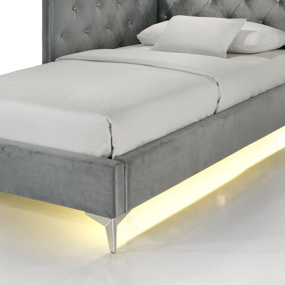 Juniper Twin UPH Corner Bed with LED and USB in Grey. Picture 8