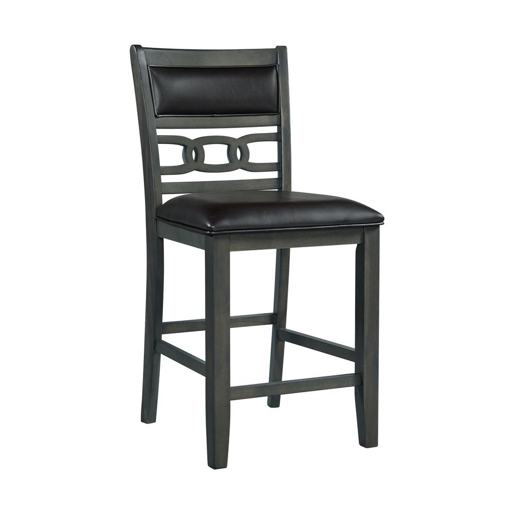 Taylor Counter Height Faux Leather Side Chair Set in Gray. Picture 4