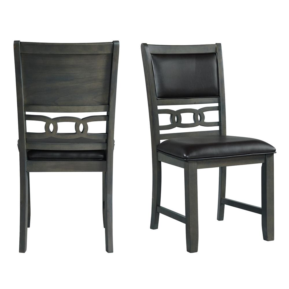 Taylor Standard Height Faux Leather Side Chair Set in Gray. Picture 3