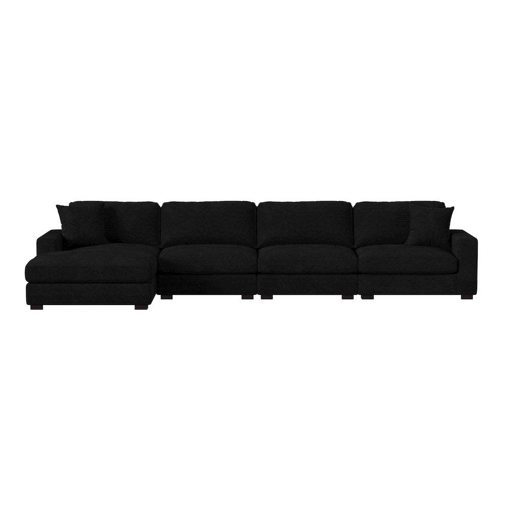 Arizona 4PC Sectional Set with LHF Chaise in Steno Black. Picture 3