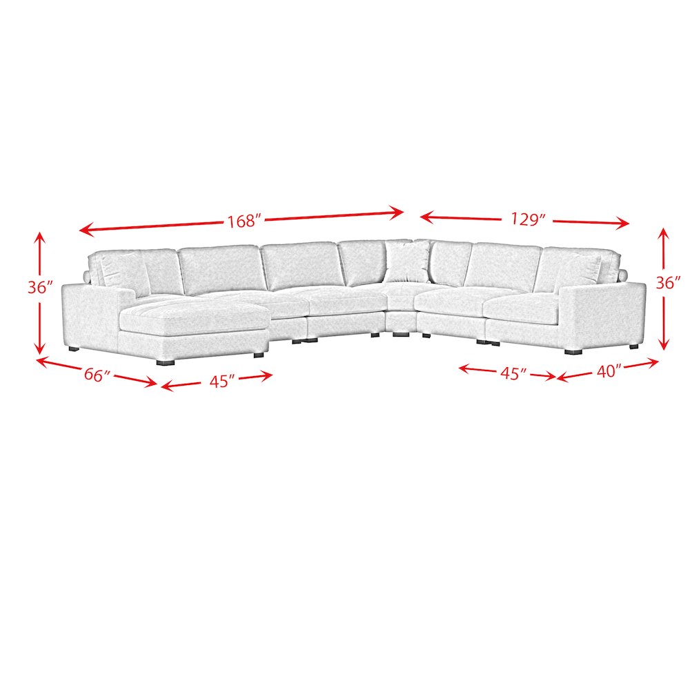 Arizona 6PC Sectional Set with LHF Chaise in Steno Black. Picture 8