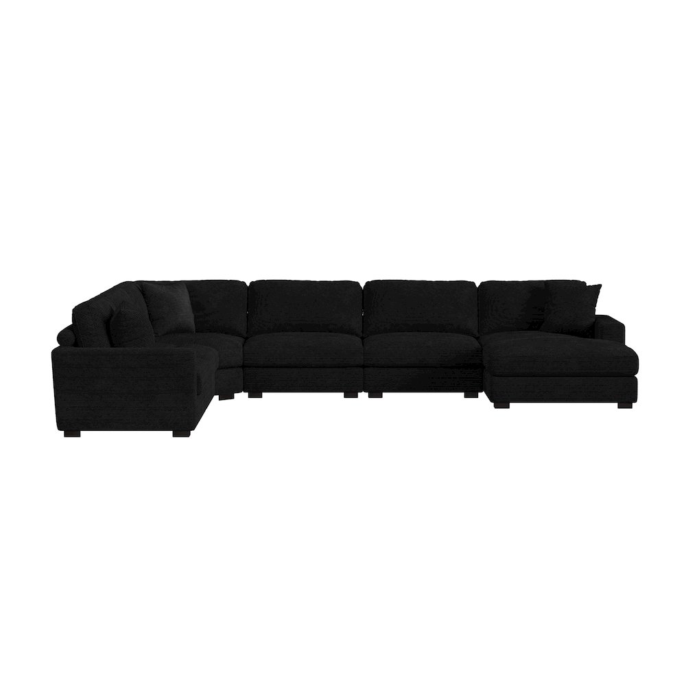 Arizona 6PC Sectional Set with RHF Chaise in Steno Black. Picture 3