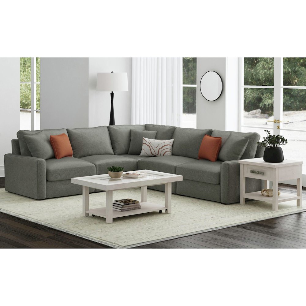 Avalanche End Table with USB in Antique White. Picture 7