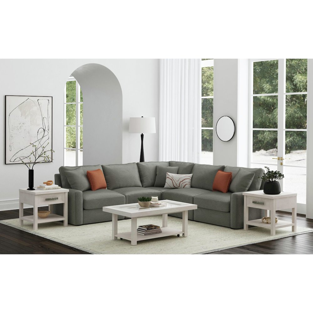 Avalanche End Table with USB in Antique White. Picture 8