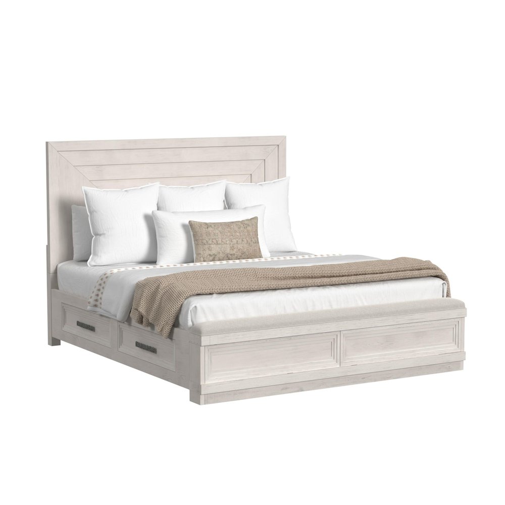 Rhiannon King Storage 3PC Bedroom Set in Antique White. Picture 1