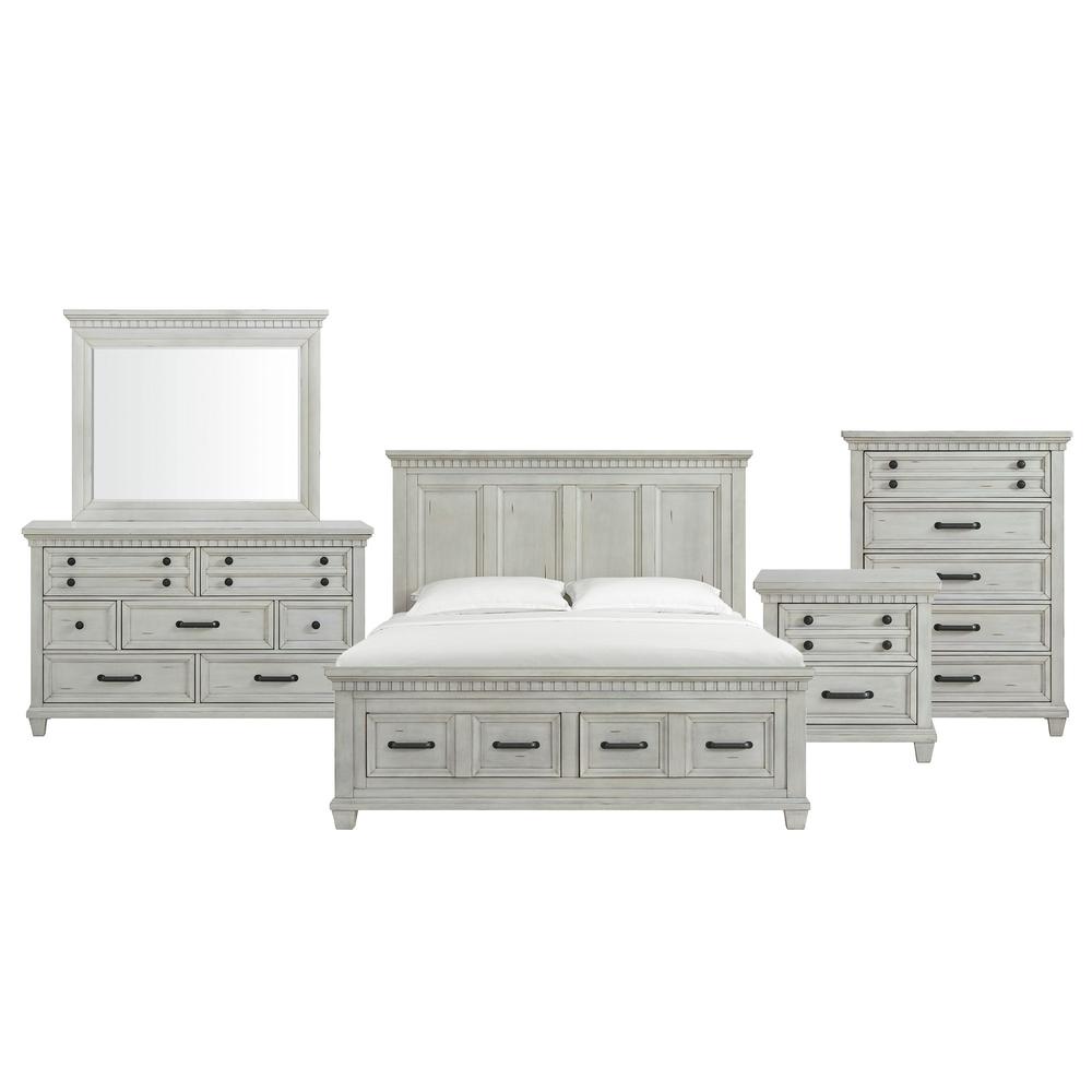 Windom King Storage Bed in Antique White. Picture 2