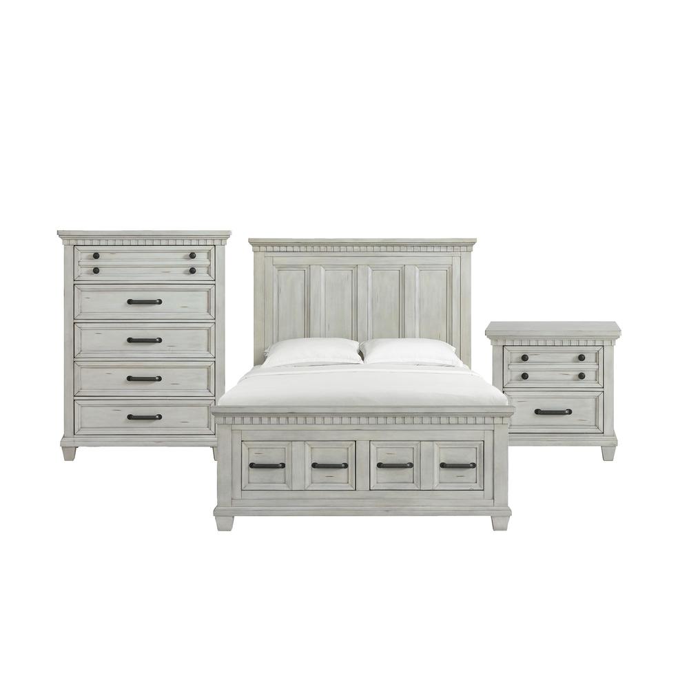 Windom Queen Storage Bed in Antique White. Picture 1