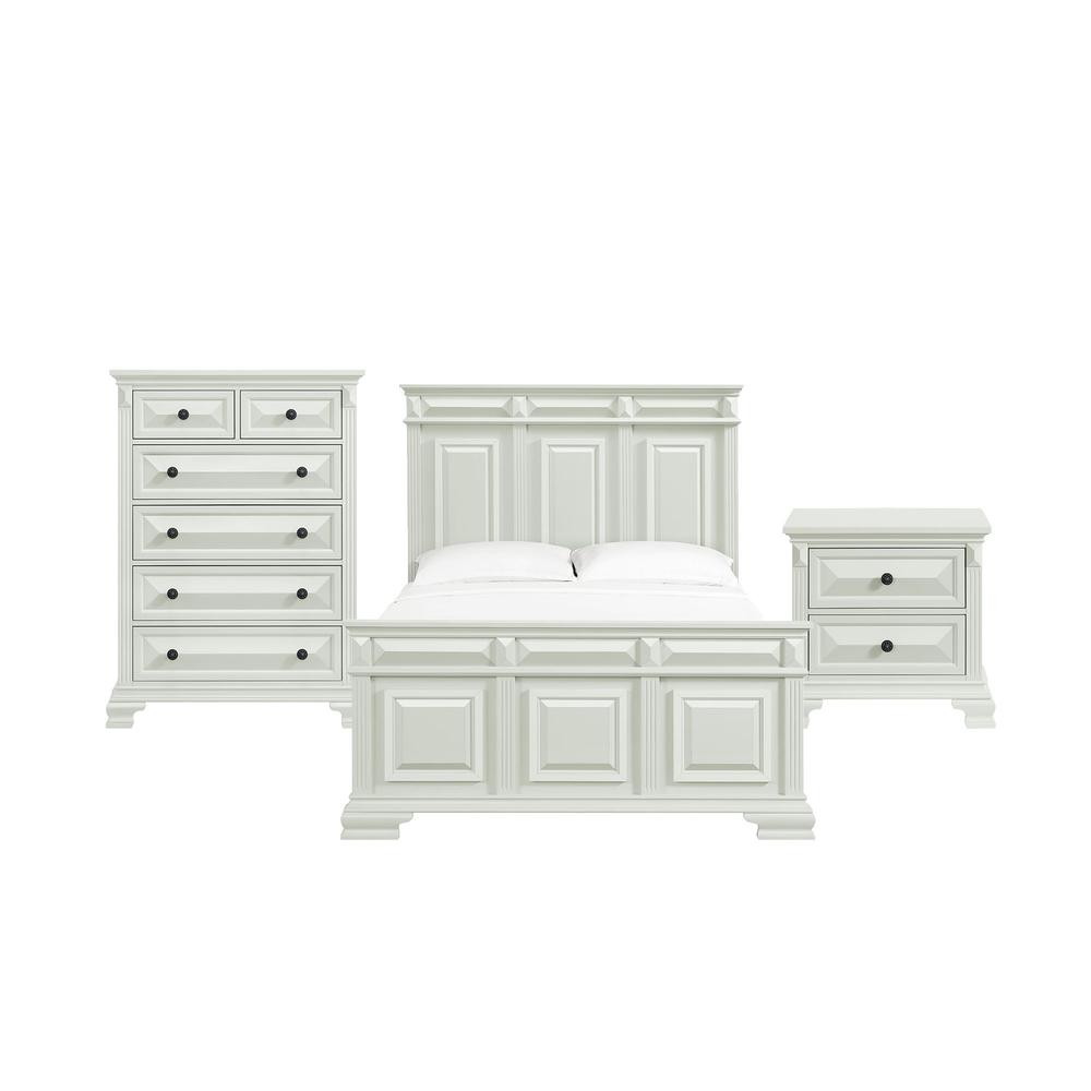 Sumner Queen Panel Bed in Antique White. Picture 1