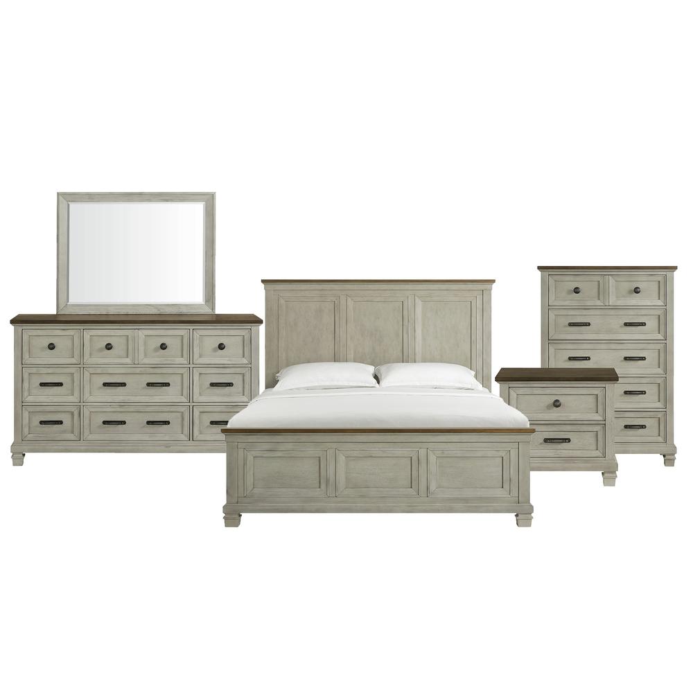 Bloomfield King Panel Bed in Medium Brown and Washed Stone. Picture 3