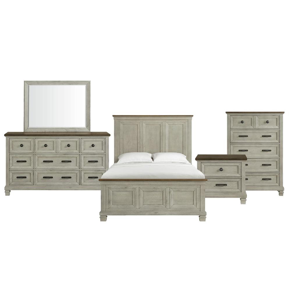 Bloomfield Queen Panel Bed in Medium Brown and Washed Stone. Picture 3