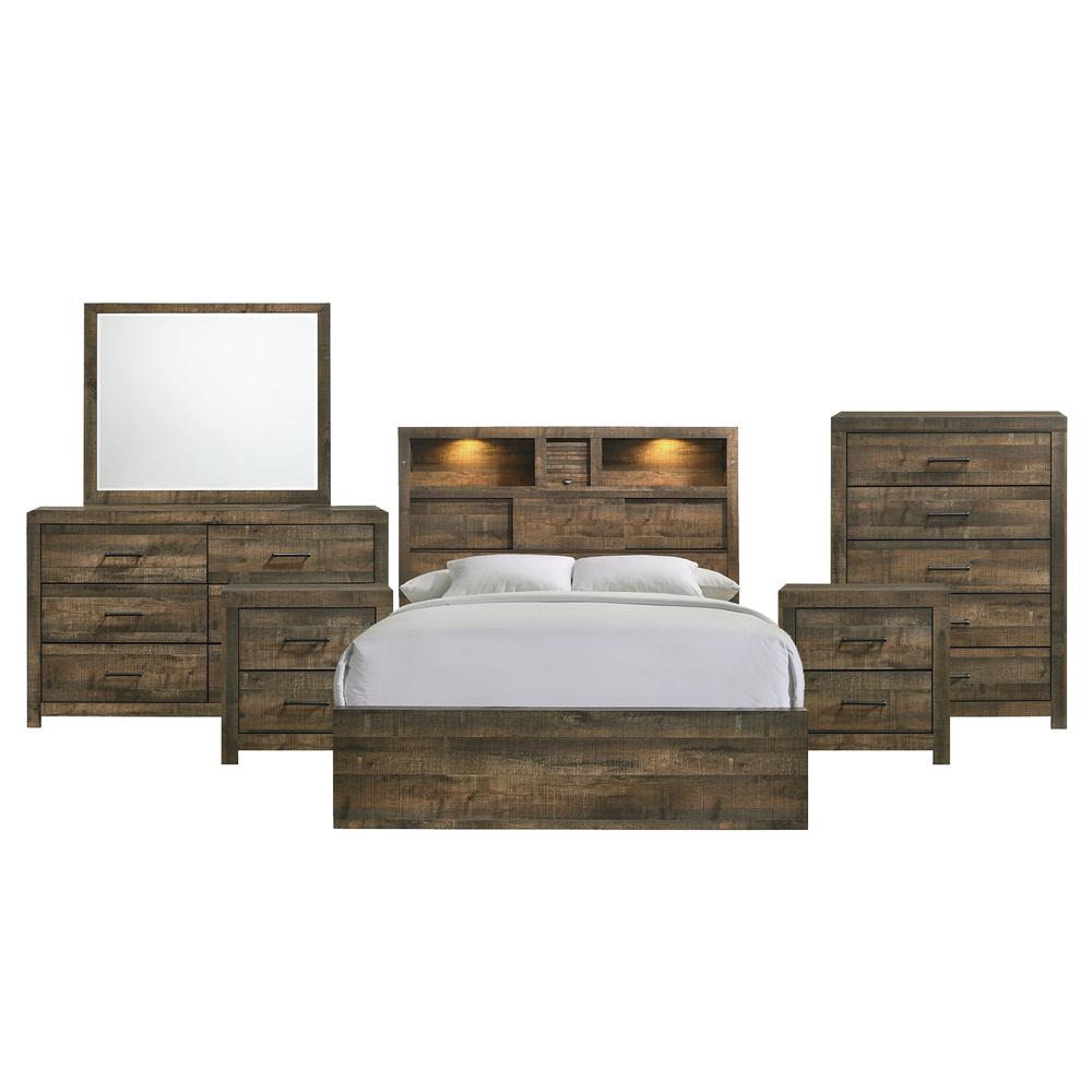Beckett Queen Bookcase Panel 6PC Bedroom Set with Bluetooth. Picture 1