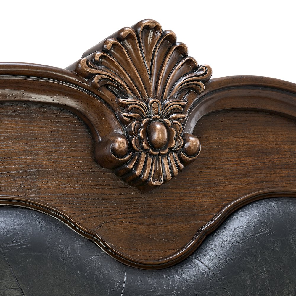 Concerto Queen UPH Bed with Black PU in Brown. Picture 6