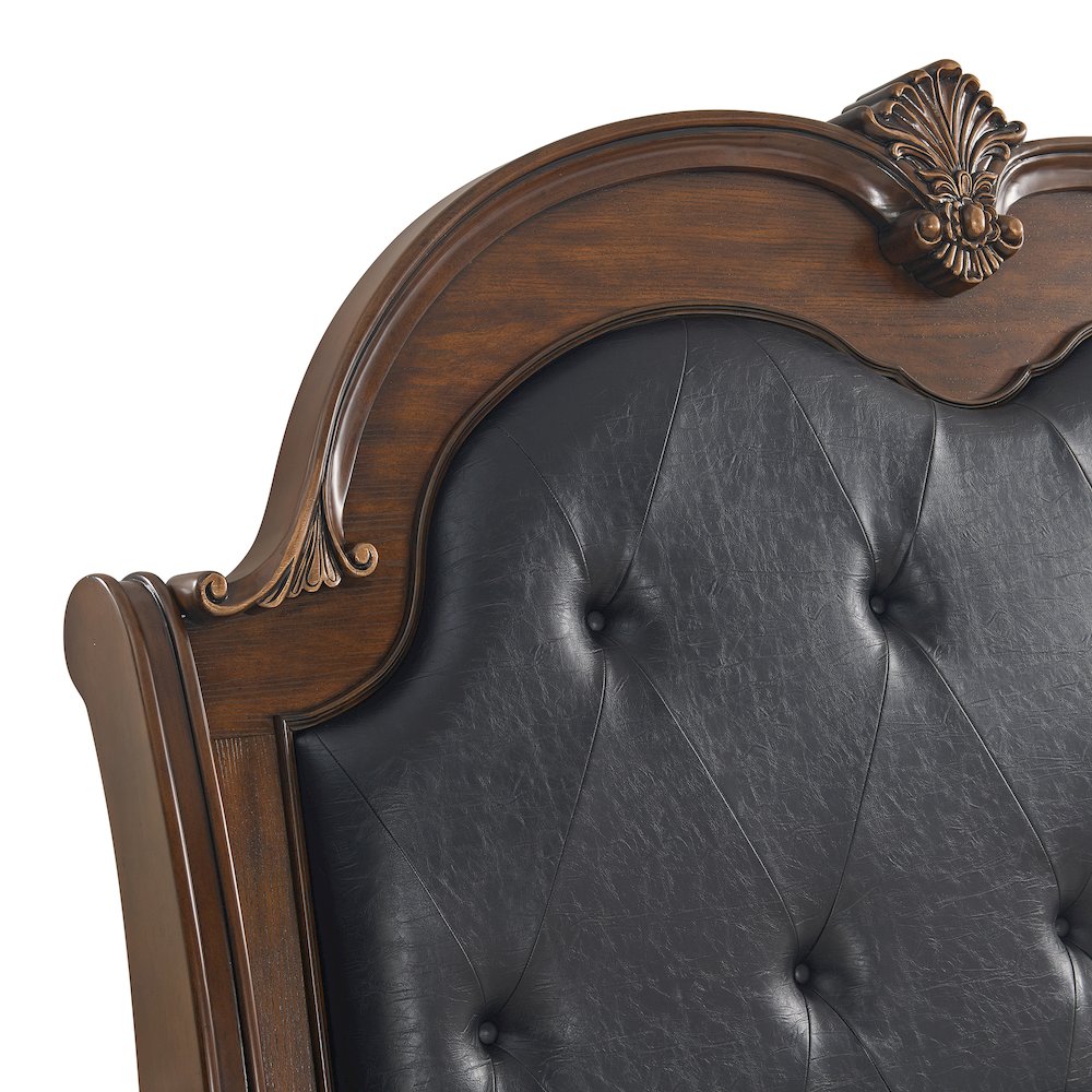 Concerto Queen UPH Bed with Black PU in Brown. Picture 5