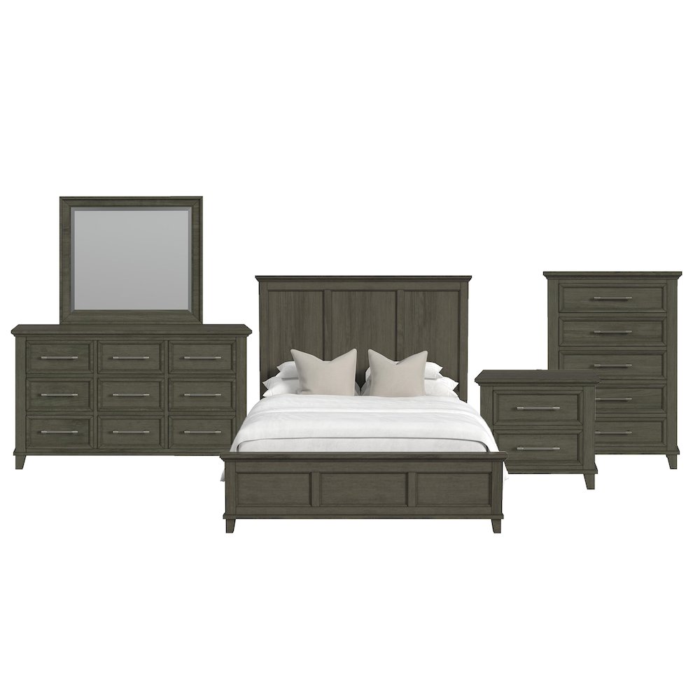 Canterbury Full Panel 5PC Bedroom Set in Grey. Picture 1