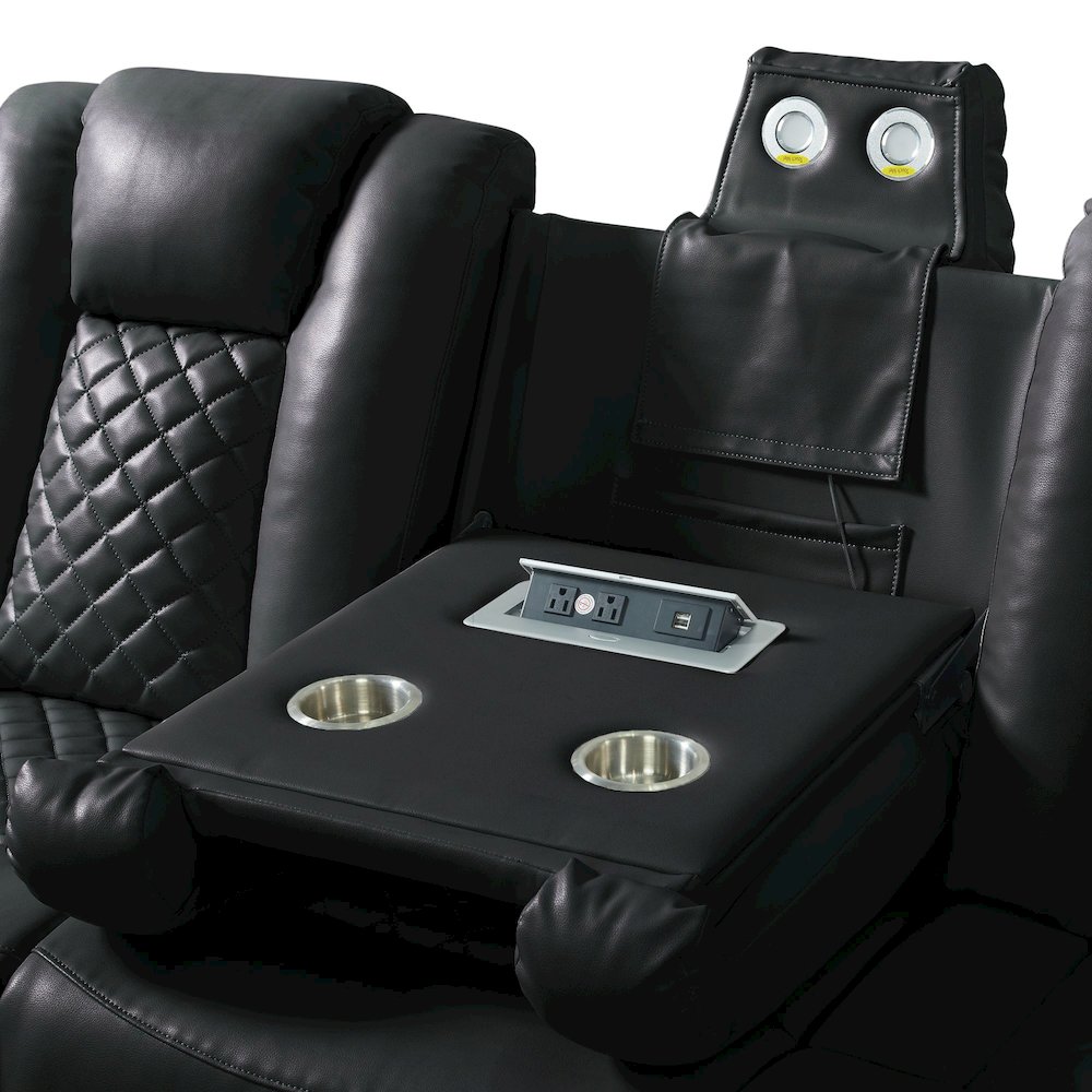 Amias  3PC Living Room Set in Pebble Black-Sofa, Loveseat & Recliner. Picture 5